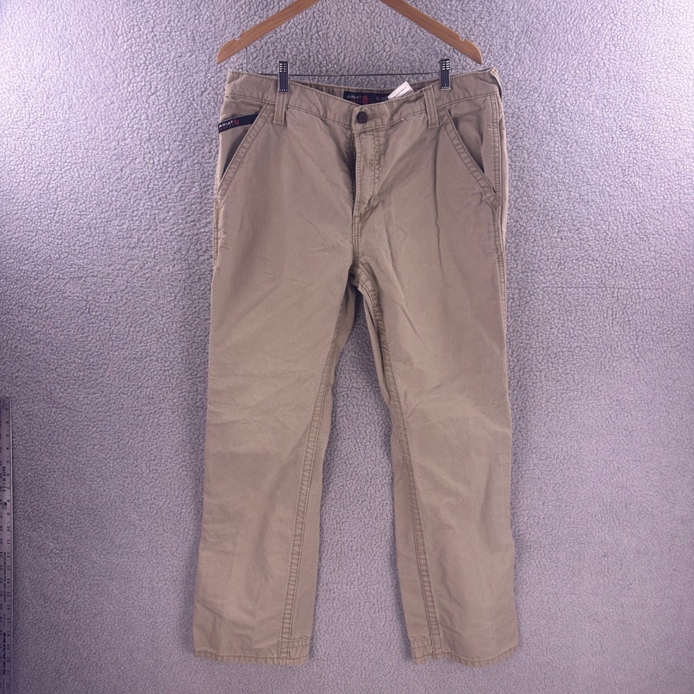 Ariat FR M4 Relaxed Boot Cut Work Pants Mens 35x32 Tan Khaki Flame Resistant